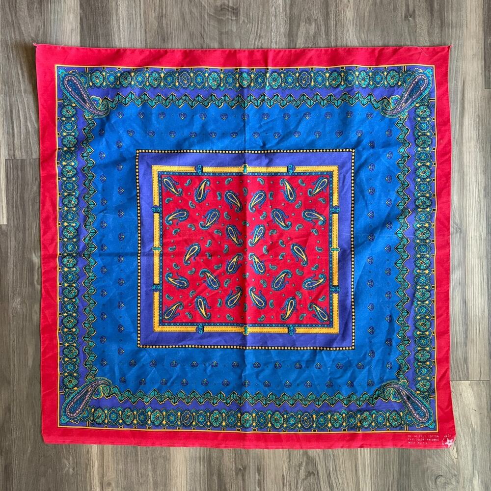 Vintage Fast Color Jumbo Handkerchief Bandana 30x30” USA Western RN 13960